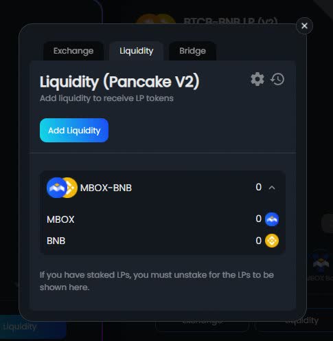 You’ll have an option to “Remove Liquidity”, once you have something to remove